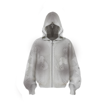 Cut-Out Knit Hooded