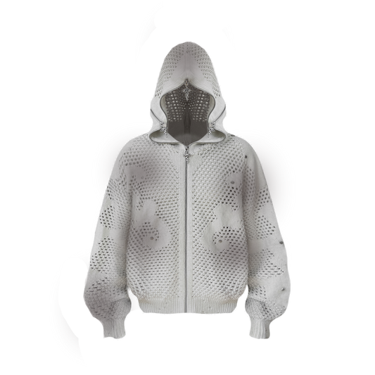 Cut-Out Knit Hooded