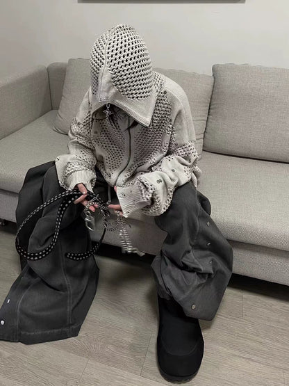 Cut-Out Knit Hooded