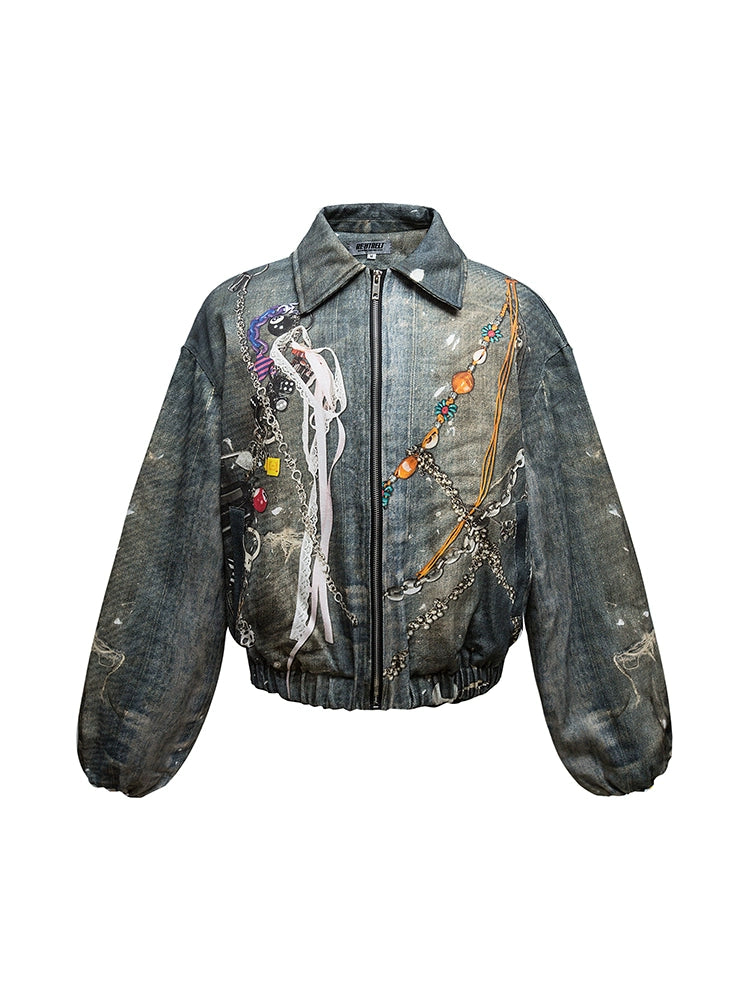 Chain Print Padded Jacket