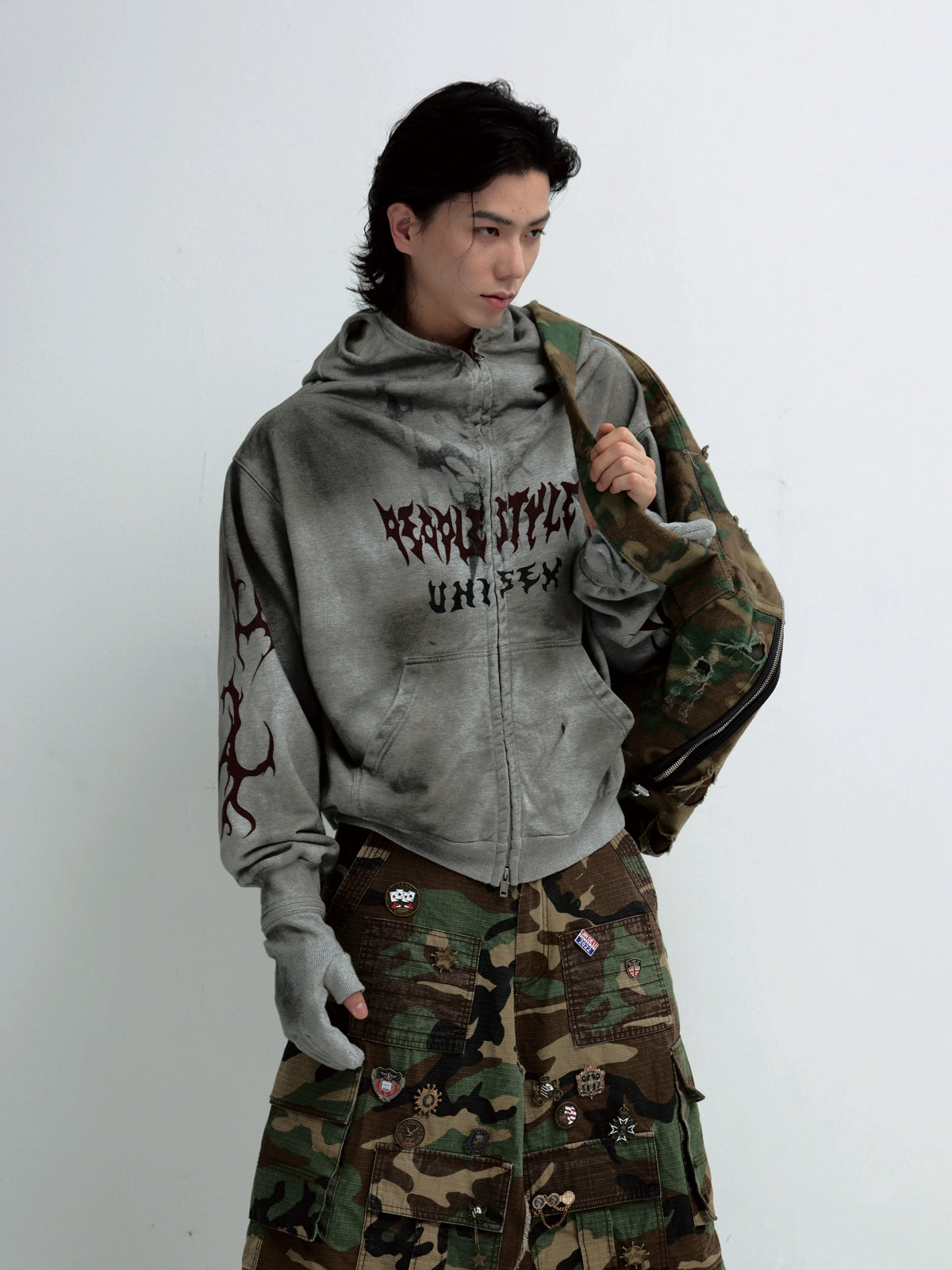 Dirty Dye Hoodie / Mask & Gloves