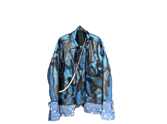 os oversize heavy industry top loose suede pattern jacket top large pocket fall men's denim trend