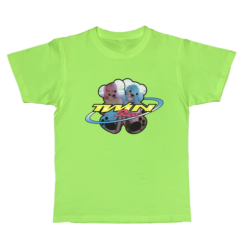 Y2K Bear Print  Short Tee