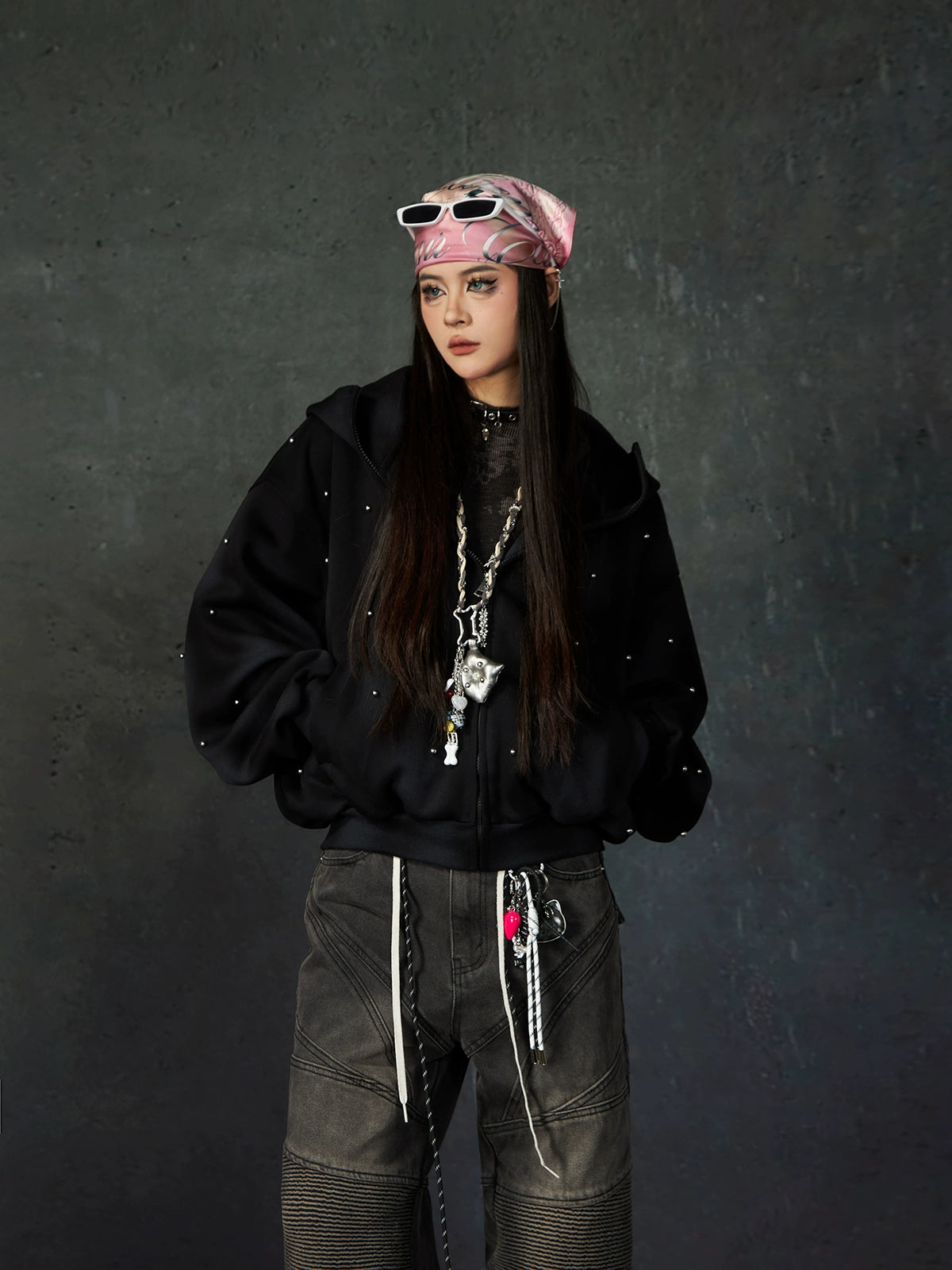 Pearl Spray-Dyed Zip Hoodie
