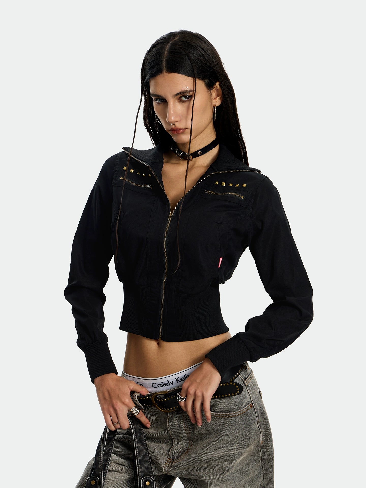 Camouflage Rivet Short Jacket