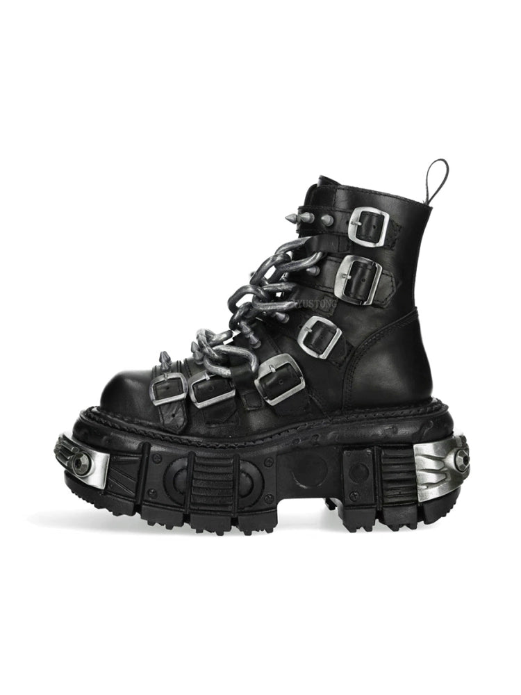 Black Chain Platform Punk Boots Unisex