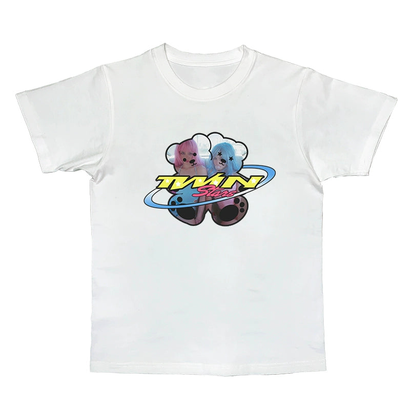 Y2K Bear Print  Short Tee