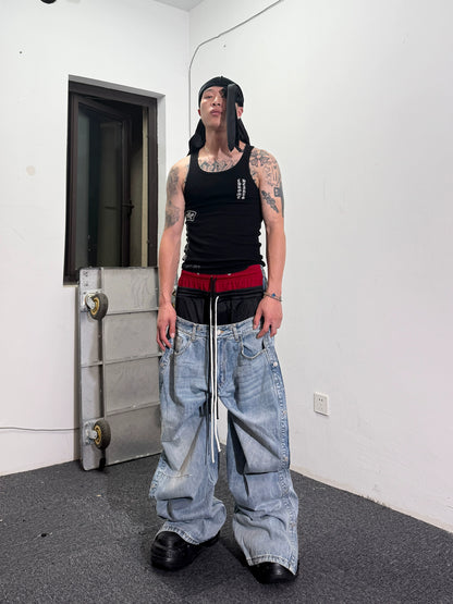 Washed Blue Denim Pants