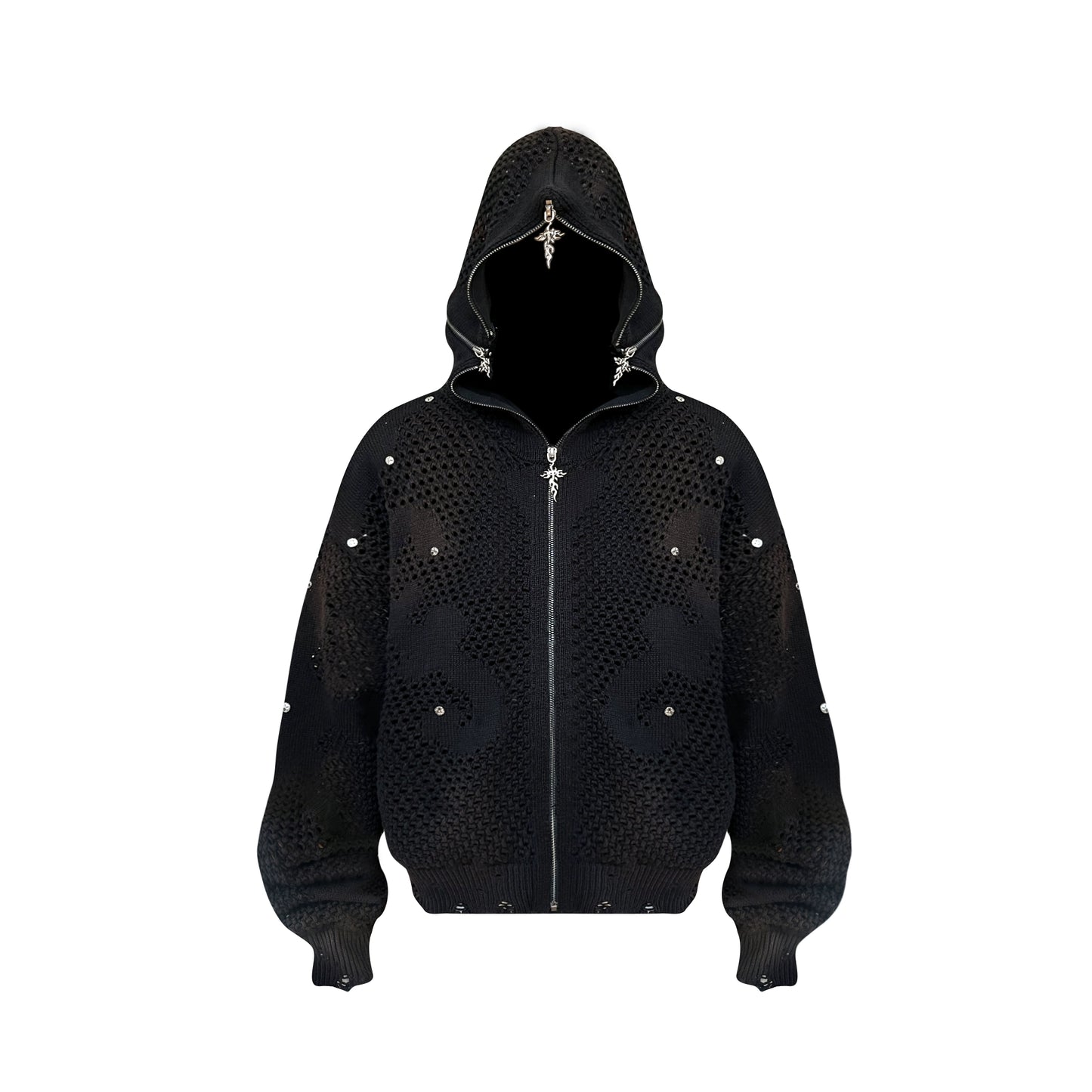 Cut-Out Knit Hooded