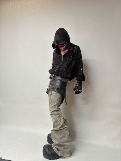 Cut-Out Knit Hooded