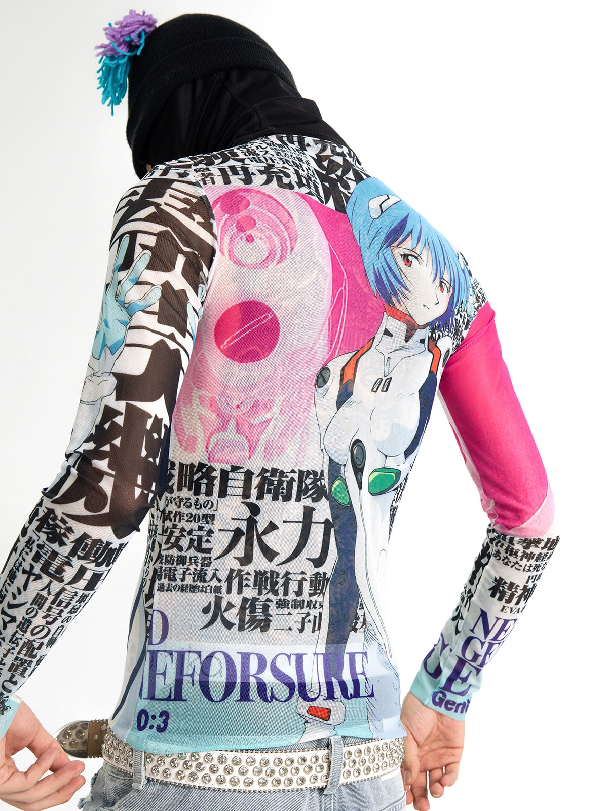 AONE4SURE x Toryondacloud co-branded anime two-dimensional Ayanami Rei mesh tight-fitting long-sleeved T-shirt