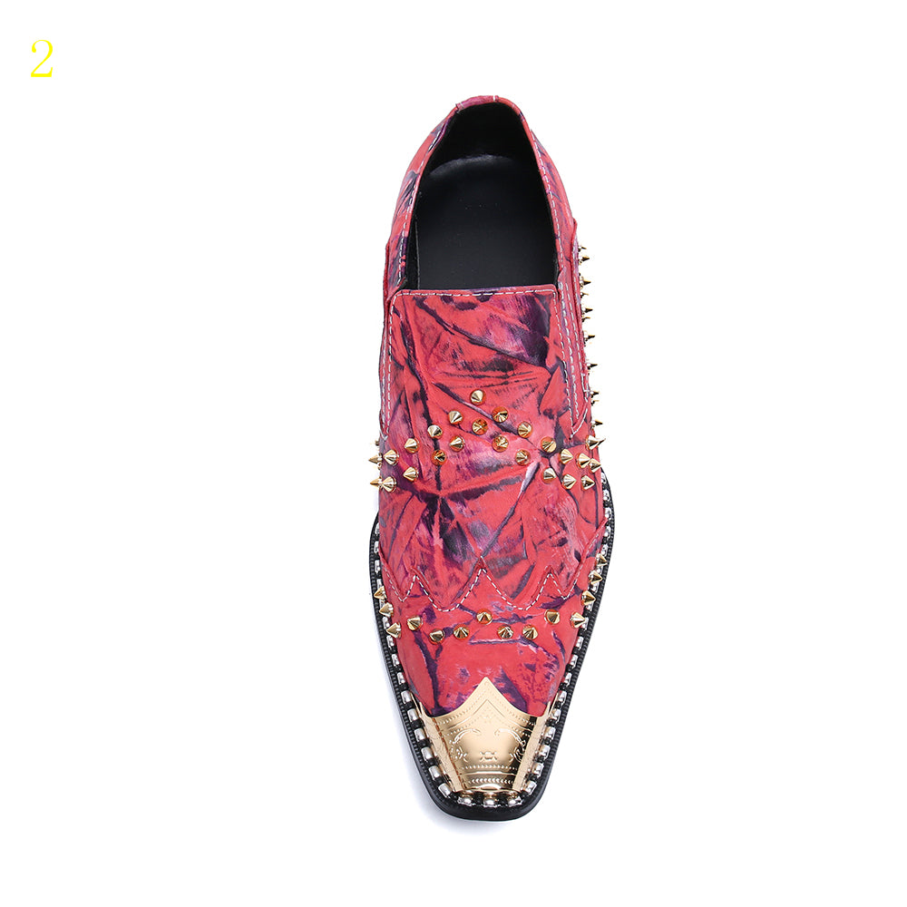 Pink Rivet Square Toe Leather Boots